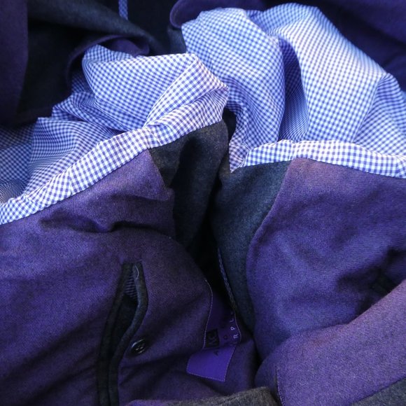 Loro Piana Purple Blazer New Zealand Merino Wool Gray Elbow Patches Trim 44R - Picture 5 of 9